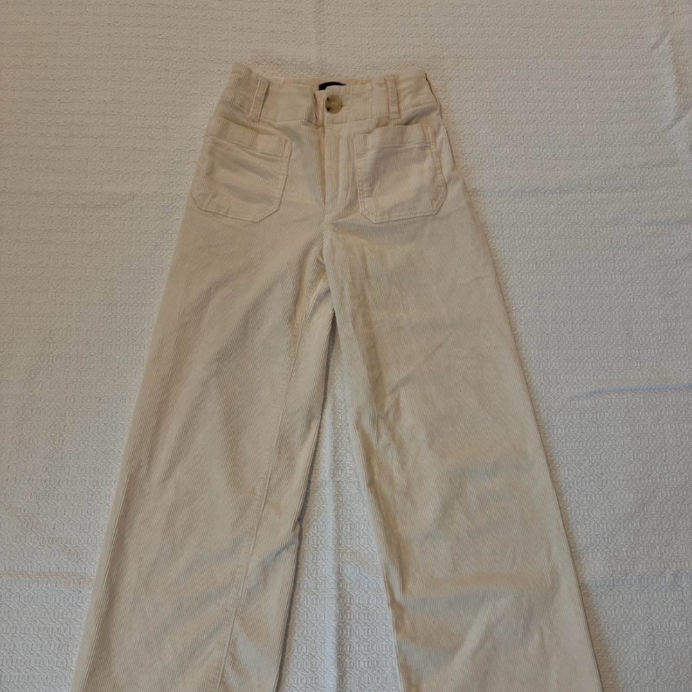 Anthropologie Maeve Cream Corduroy Pants - Picture 2 of 4